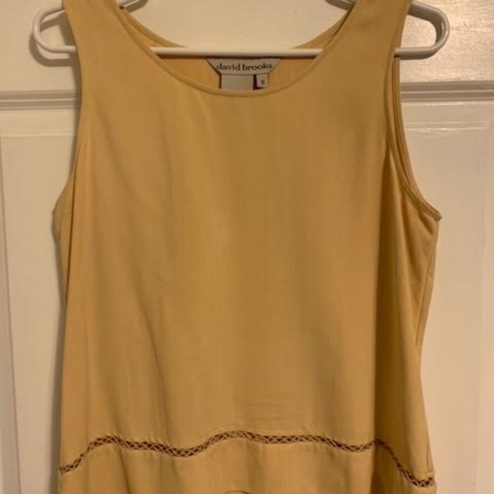 David Brooks, yellow silk tank top and matching pants, size S